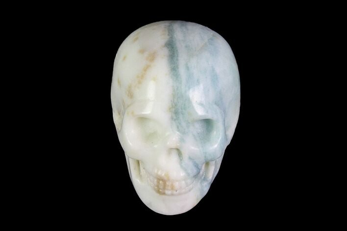 Realistic, Carved, White and Green Jade Skull #116567